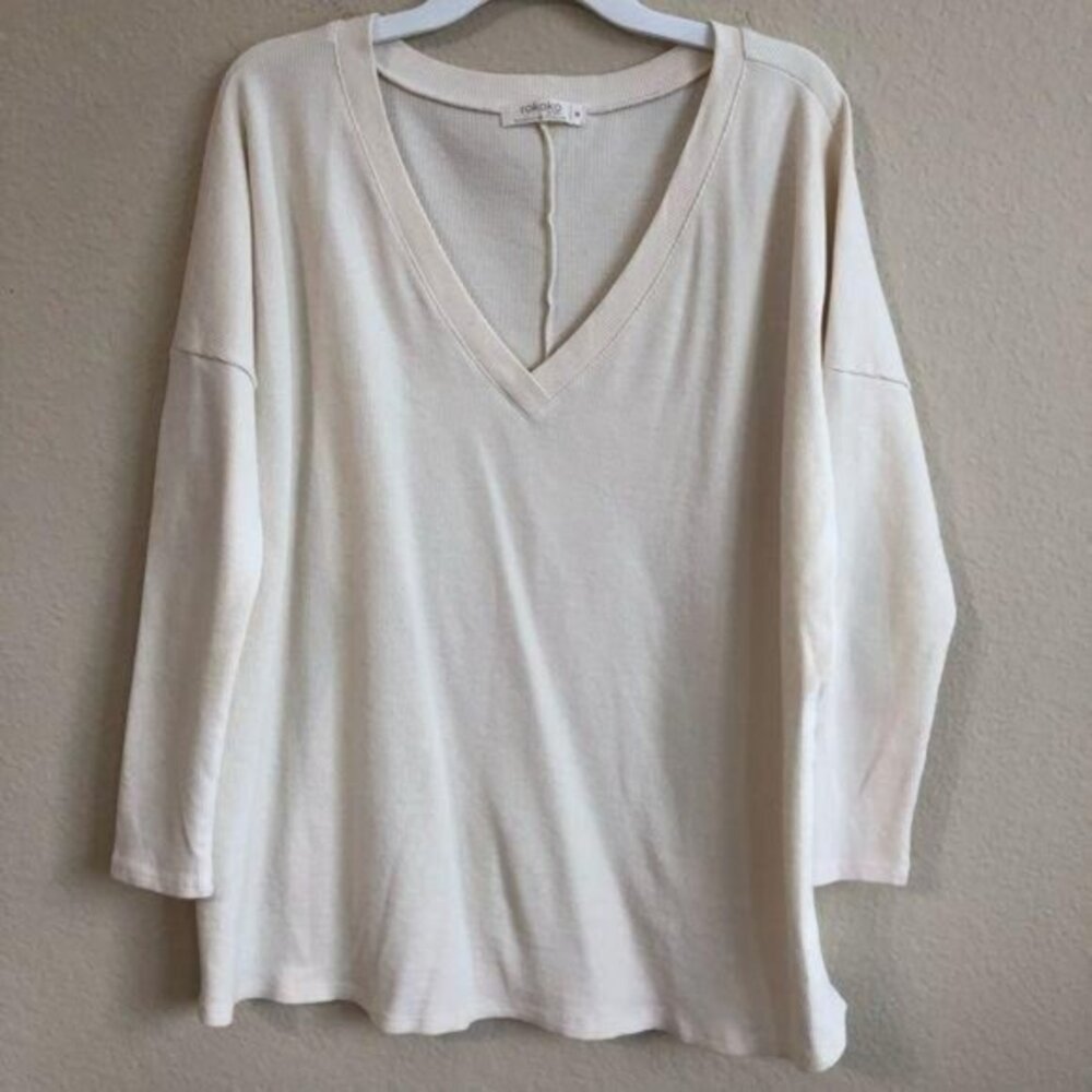 Rokoko Top Long Sleeve V-Neck Knit Pullover